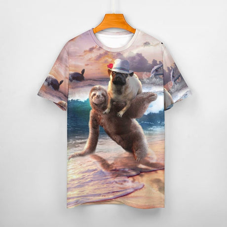 Pug Riding Sloth Shirt - Random Galaxy