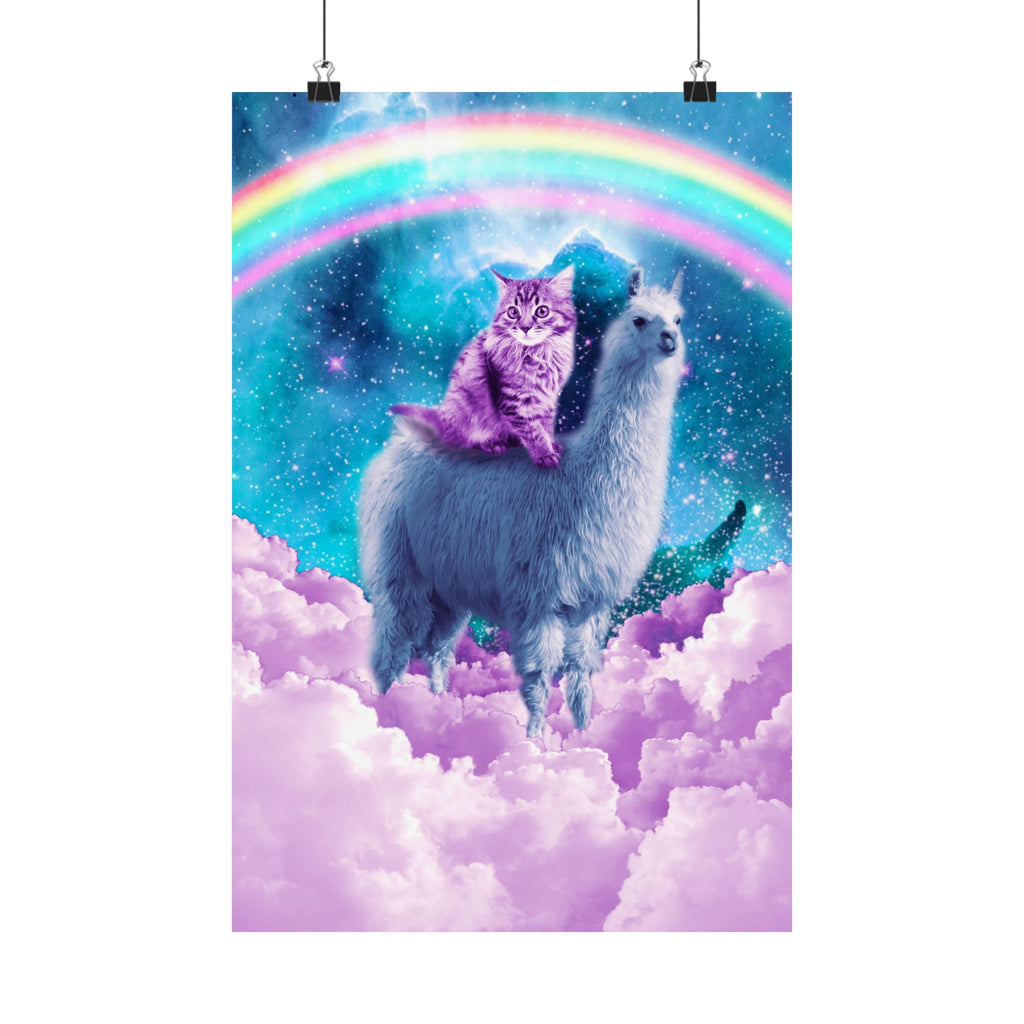 Rainbow Cat Llama Poster - Random Galaxy