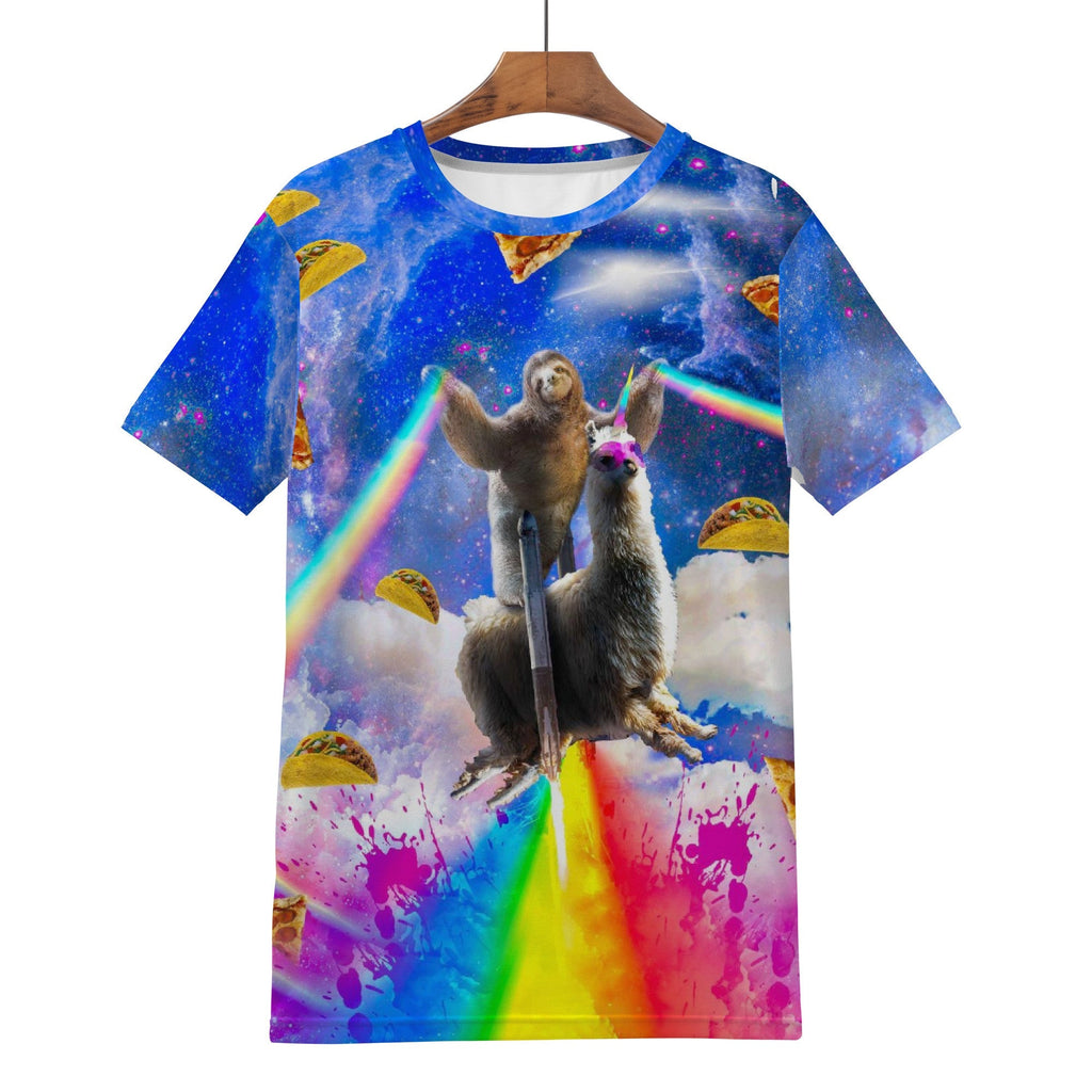 Rainbow Sloth Llama in Space Shirt - Random Galaxy Official