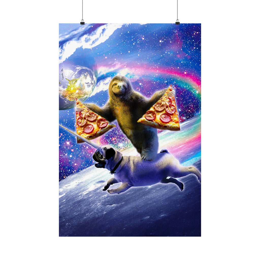 Sloth Riding Pug Poster - Random Galaxy
