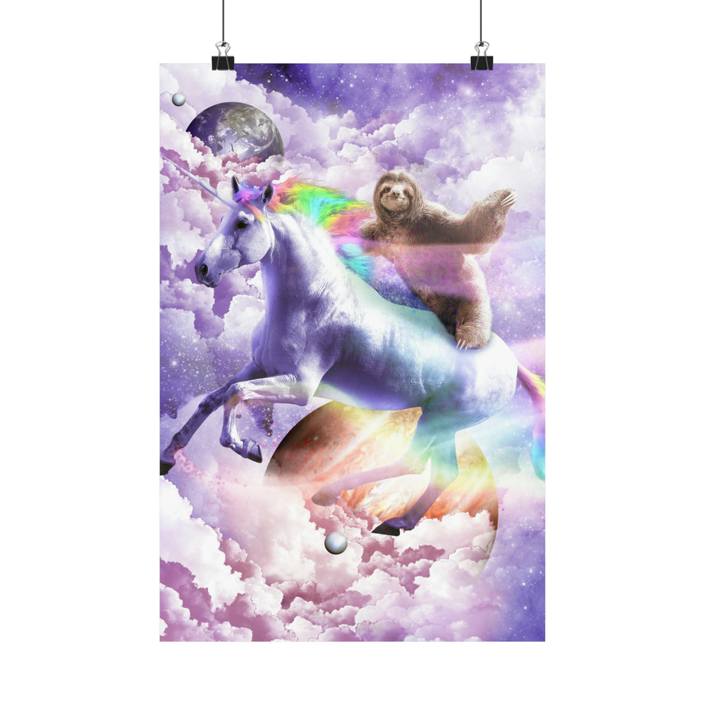 Sloth Riding Unicorn Poster - Random Galaxy