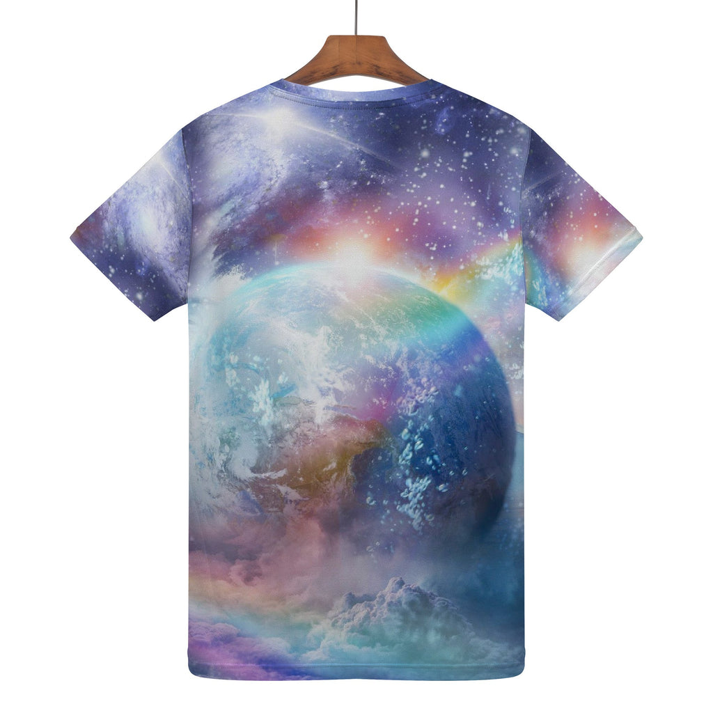 Space Cat Riding Shark Shirt - Random Galaxy
