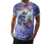Space Cat Riding Shark Shirt - Random Galaxy Official