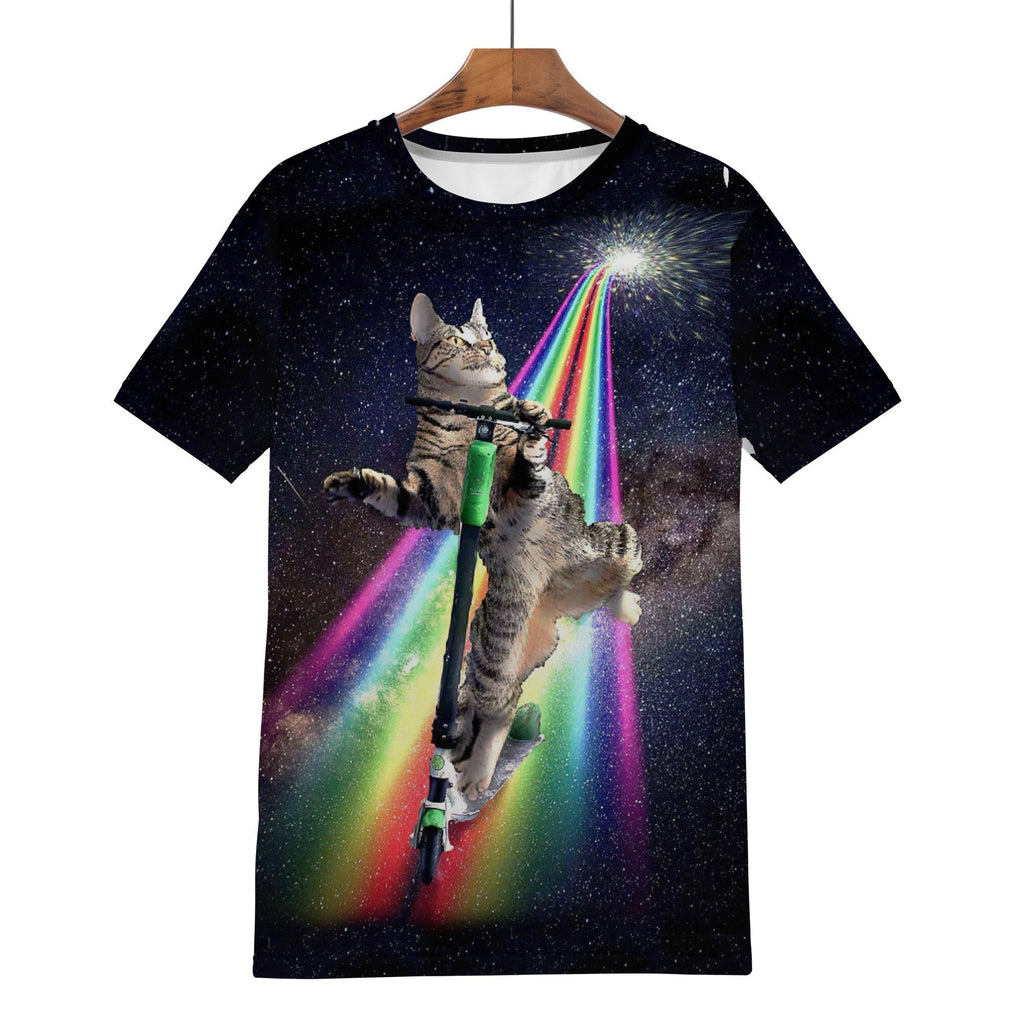 Space Cat Scooter Shirt - Random Galaxy