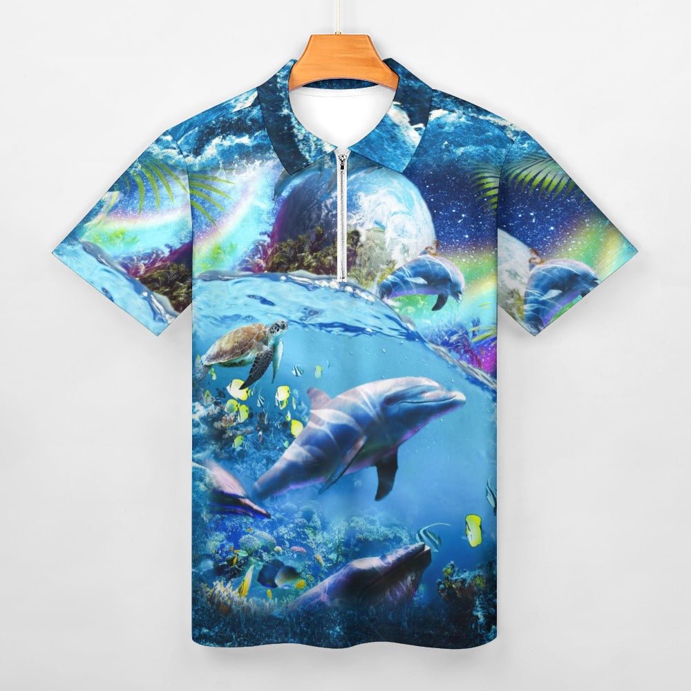Space Dolphin Polo Shirt - Random Galaxy