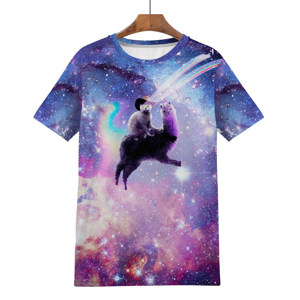 Space Laser Cat Llama Shirt - Random Galaxy