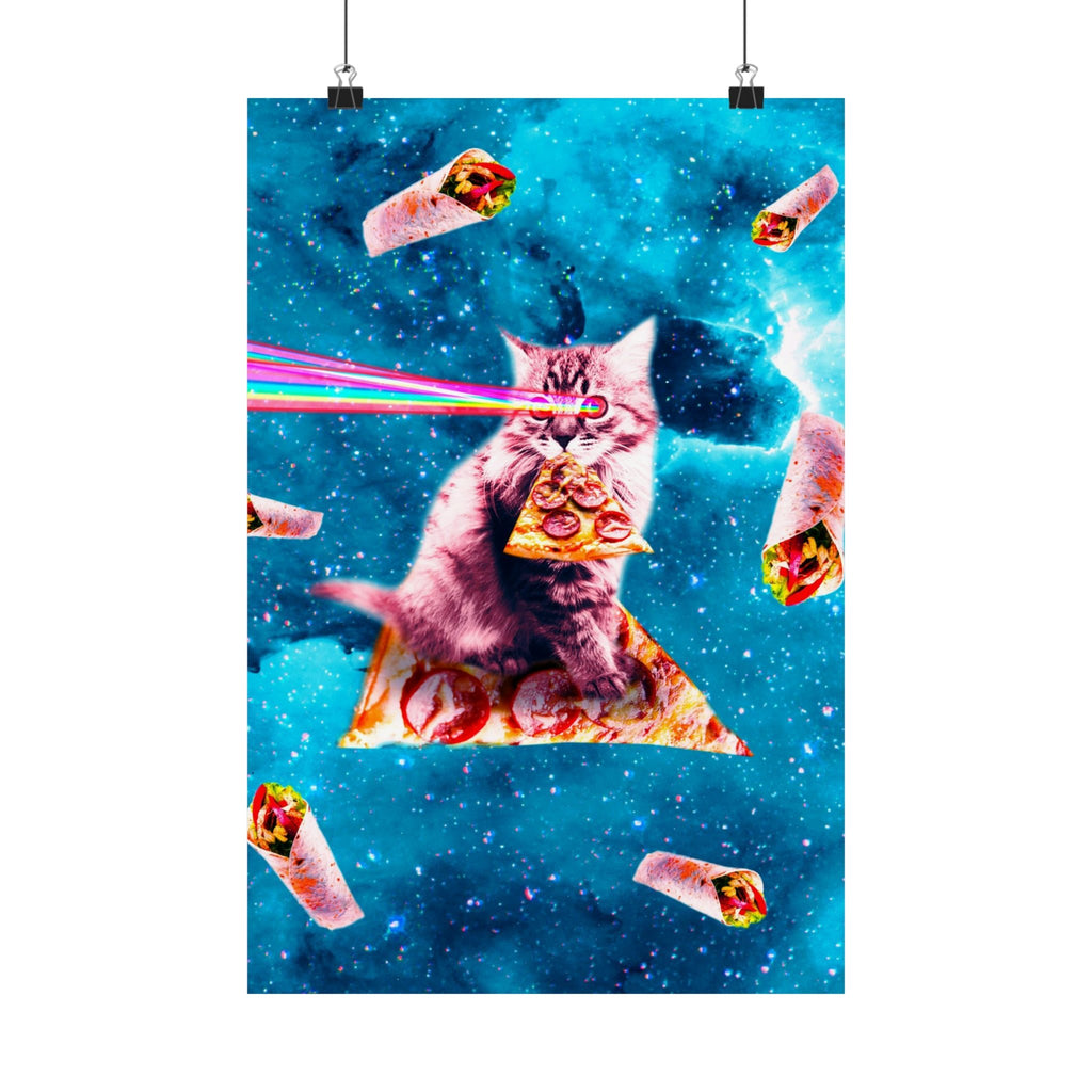 Space Laser Pizza Cat Poster - Random Galaxy