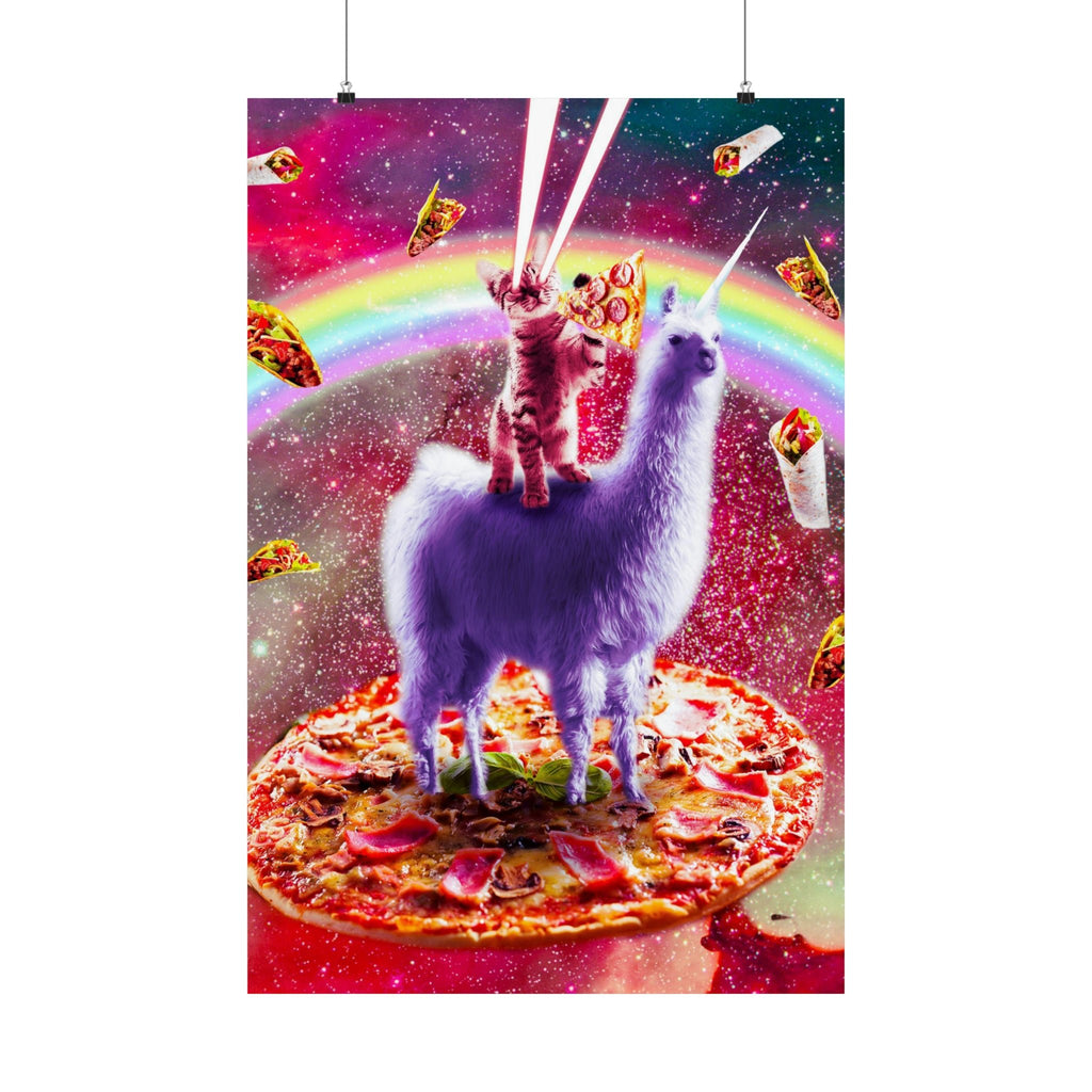 Space Pizza Cat Llama Poster - Random Galaxy