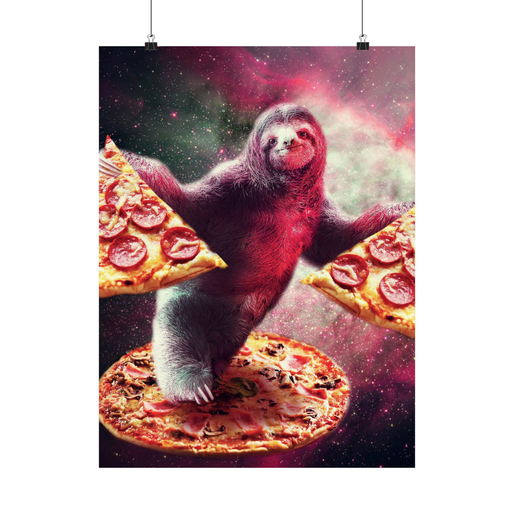 Space Pizza Sloth Poster - Random Galaxy