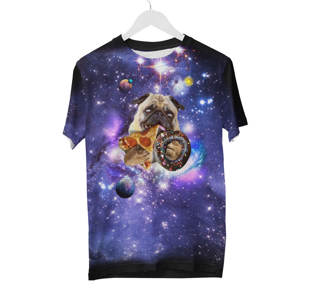 Space Pug Pizza Donut Shirt - Random Galaxy