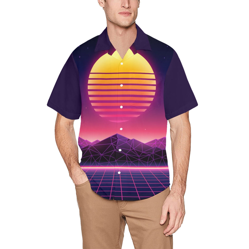 Synthwave Sunset Hawaiian Shirt - Random Galaxy