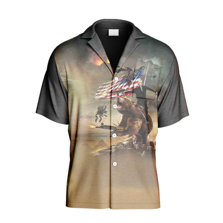 Thomas Jefferson Riding Bear Hawaiian Shirt | Button Up Down Shirt - Random Galaxy Official