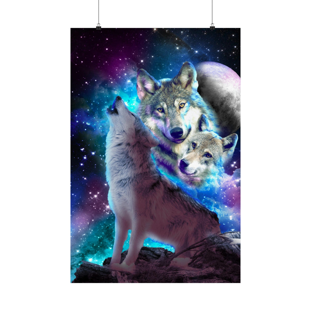 Wolf Family Howling Poster - Random Galaxy