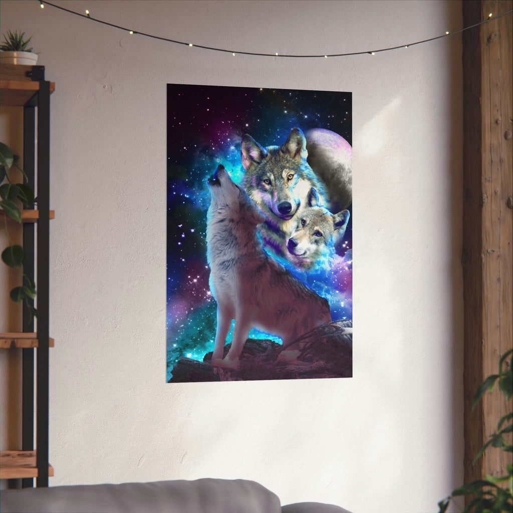 Wolf Family Howling Poster - Random Galaxy
